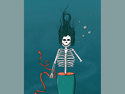 FETCH | detail 2 color death illustration illustrator ipad line work mermaid procreate under the sea