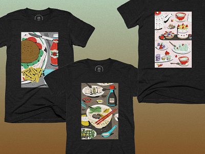 Food Triptych Collection food illustration tees