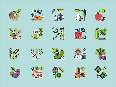 Veggie Bites Icon Set icons illustration