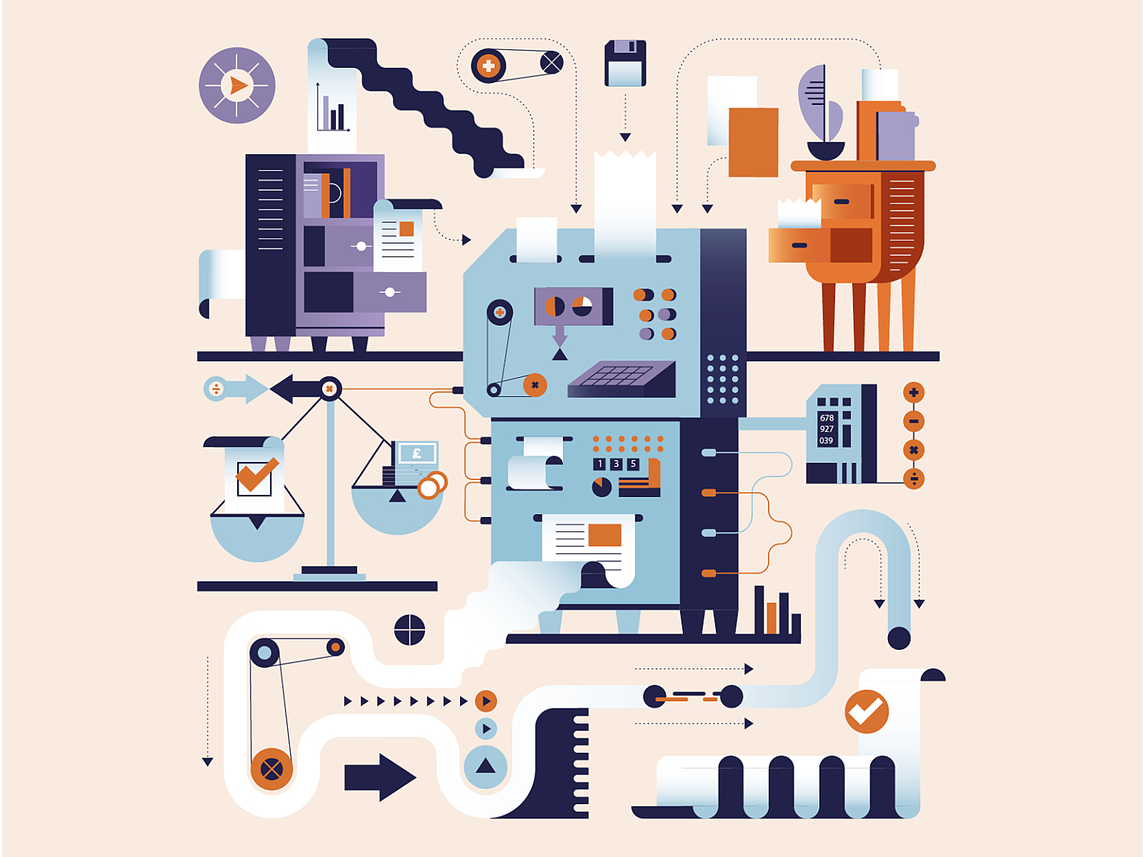 The Deal Machine future technology changes lawyers law editorialdesign layout infographic cover illustration