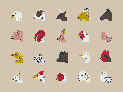 Meat and Eggs Icon Set guinea fowl icon design icon set icons illustration
