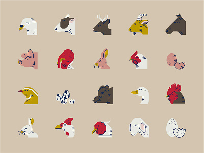 Meat and Eggs Icon Set