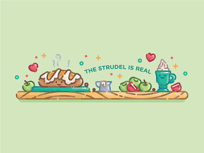 The Strudel is Real cute digital illustration flat illustration illustration line art monoline pastel strudel