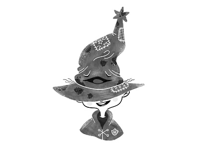 Inktober #2 – "Divided" digital illustration divided harry potter hogwarts illustration inktober procreate sorting hat wizard