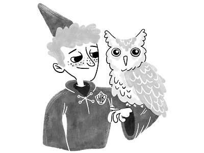 Inktober #9 - "Screech" digital illustration harry potter illustration inktober owl percy weasley procreate screech screech owl