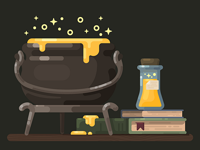 Potion Brewing cauldron digital illustration flat flat illustration harry potter illustration potion wizard