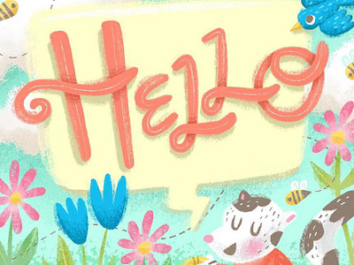 Hello! digital illustration hand lettering hello illustration kidlitart lettering procreate