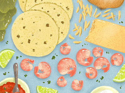 Quesadillas digital illustration food food illustration illustration ingredients mexican procreate shrimp tortillas