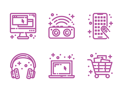 Tech Icons cart computer electronics headphones icon icons illustration laptop smartphone speaker tech technology