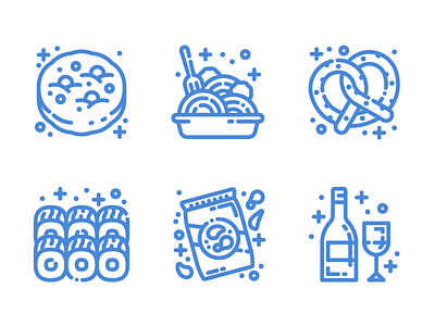 Food Icons cookie food icon icons illustration pretzel snack spaghetti sushi wine