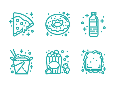 Food Icons bottle donut food icon icons illustration pizza popcorn sandwich snack takeout