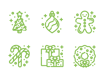 Christmas Icons candy cane christmas christmas tree gifts gingerbread gingerbread man holiday icon icons illustration ornament presents tree winter wreath