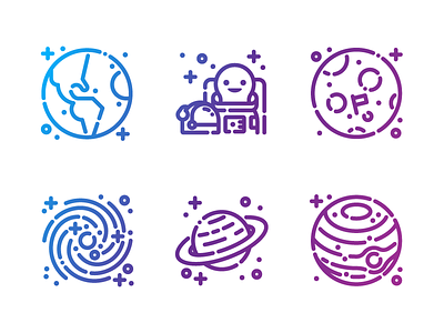 Space Icons astronaut earth galaxy icon icon set icons illustration line art moon moon landing nasa planet saturn solar system space space travel