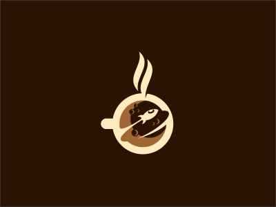 Orbit beverage brand cafe coffee flat flatdesign icon logo planet rocket space