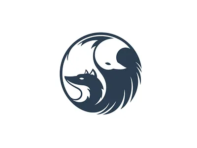 Whitefoxnraven brand branding design flatdesign fox icon logo mascot raven vector yinyang