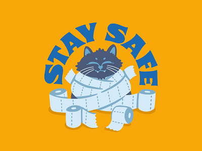 Stay Safe cat design handlettering illustration lettering minneapolis toilet paper