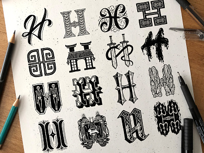 H Series customtype design handtype illustration lettering sketch type typography