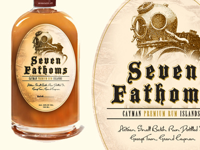 Seven Fathoms, new option alcohol dying inside packaging rum spirits typography