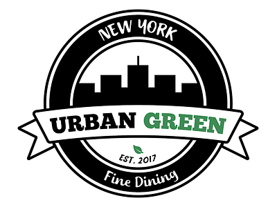 Urban Green Logo badge branding leaf logo new york banner ny organic typography vintage