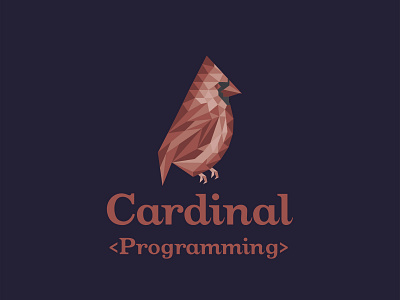 Cardinal Programming bird branding icon illustration logo low poly low poly art low polygon modern pink programming red typography