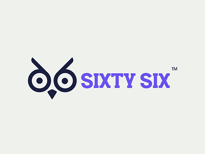 SIXTY SIX art branding creative design flat glasses idea illustration lifestyle logo owl purple style white