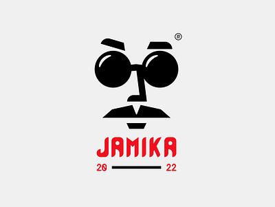 Jamika art brand branding creative design face flat glasses idea illustration logo