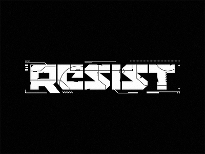 Resist authoritarian branding cyberpunk dystiopian game logo mech virtual reality vr