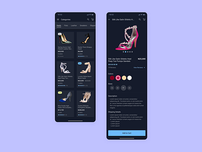 E-Commerce Mobile UI (Dark Theme)