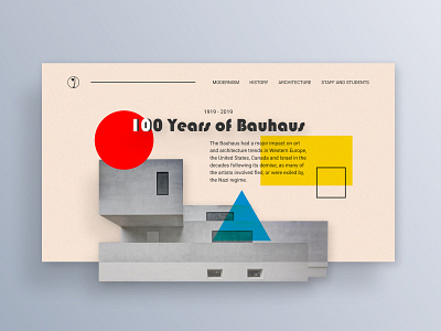 Bauhaus Landing Page #003 003 bauhaus cover daily challange dailyui design gradient homepage menu shadow ui ux web design
