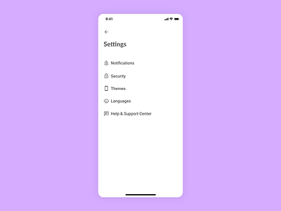 Daily UI Challenge 007 - Simple Settings app design dailyui dailyui007 dailyuichallenge mobile design product design settings