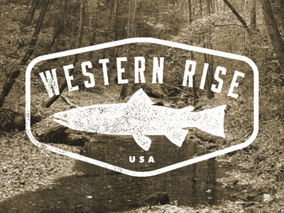 Western Rise Mess Around Concept badge fishing fly icon logo mcwhorter old outdoor photo rise seth texture trout vintage weathered western