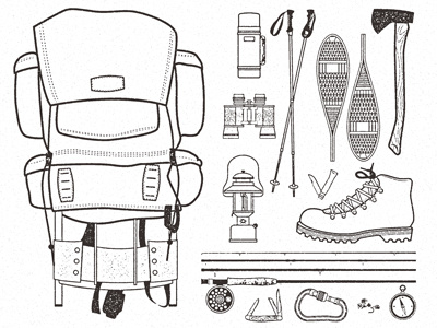 Camping Gear Icons axe camping icons illustration knife mcwhorter outdoor seth vector