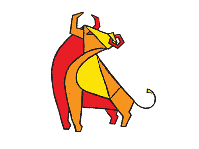 Boi Bumba Dribbble bull design geometric illustration logo orange red sketch yellow