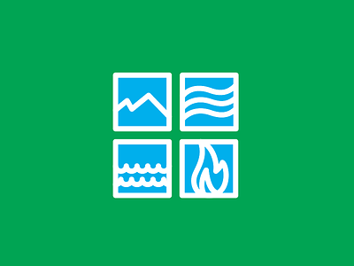 Four Elements Mess Around air badge earth elements fire green icon land logo mark water world
