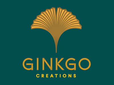 Ginkgo Creations Logo badge design ginkgo gold graphic logo mark natural tree typography