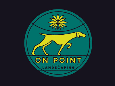 On Point Landscaping badge design dog illustration logo mcwhorter palm pointer seth typography