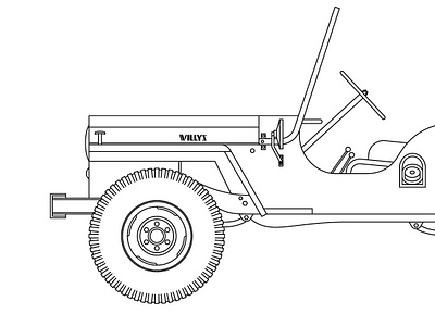Willys CJ WIP army design drawing illustration jeep mcwhorter seth vector willys