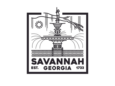 Savannah Badge badge design drawing goergia graphic illustration line line art logo mark mcwhorter savannah seth square vector