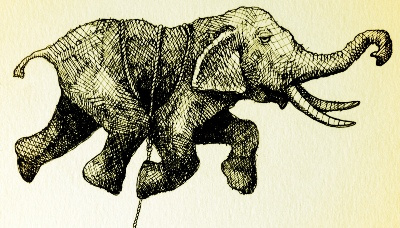 Floating Elephant drawing elephant hatch hatching ink pen sketch