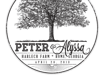 Peter And Alyssa - Wedding Seal drawing mark mcwhorter seal seth sketch texture tree vintage wedding