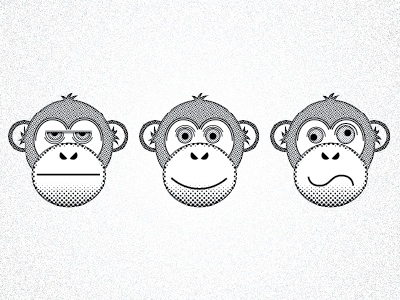 Just Monkeyin' Around animal black drawing emblem halftone icon illustration illustrator mcwhorter monkey seth white