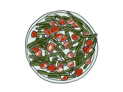 Green Bean and Tomato Salad agriculture farm logo farm to table foodillustration illustration illustrations ipad pro