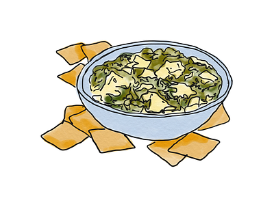 Spinach and Artichoke Dip agriculture farm to table food foodillustration illustration illustrations ipadpro