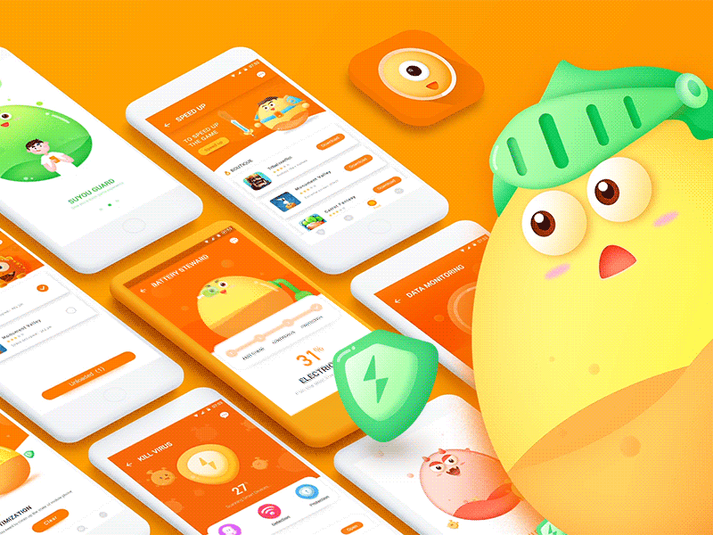 Security APP app color cute illustration orange security ui ux