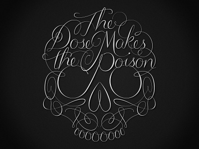 The Dose Makes the Poison lettering skull