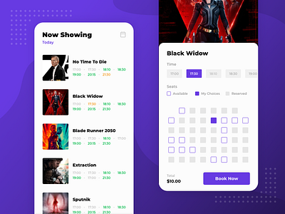 #1 Movie Ticket App Layout branding design minimal movie ui xd