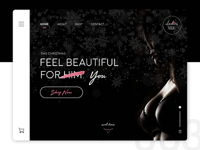 Daily UI Challenge 003: Dark Theme Landing Page beautiful black and white christmas classic clean concept design daily ui challenge dark christmas dark theme design digital design graphic design landing page minimal strong women ui ux design web design website concept