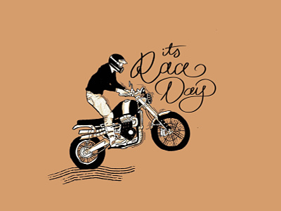 It's Race Day australia bike illustration ipad logo motorbike procreate scrambler stipple stippled tattoo tracker truegrittexturesupply wheelie