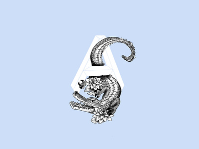 A is for Alligator alphabet art australia copic design dotwork drawing illustration procreate stippled truegrittexturesupply