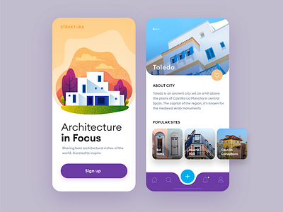 Architecture App app app design architecture architecture app architecture design blue clean ui concept illustration ui mobile app modern purple ui uiux ux yellow